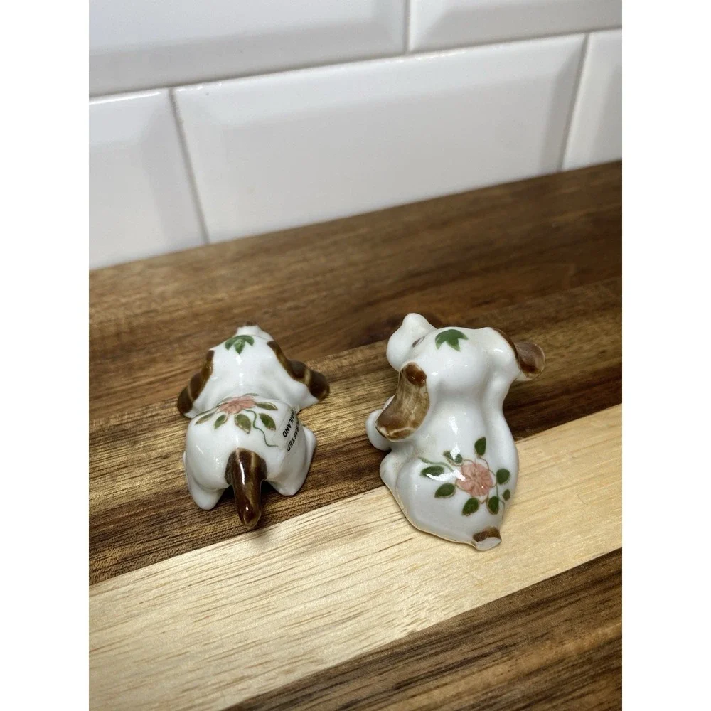 Vintage ceramic hound dog figurine Set Hound Whimsy Kitschy Trinket
